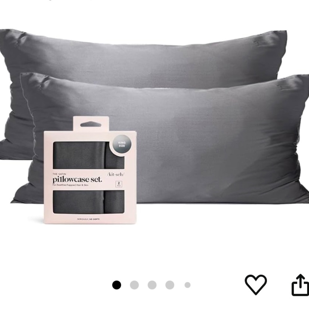 Kit.Sch charcoal, king size satin pillowcases, with zipper (Set 2)